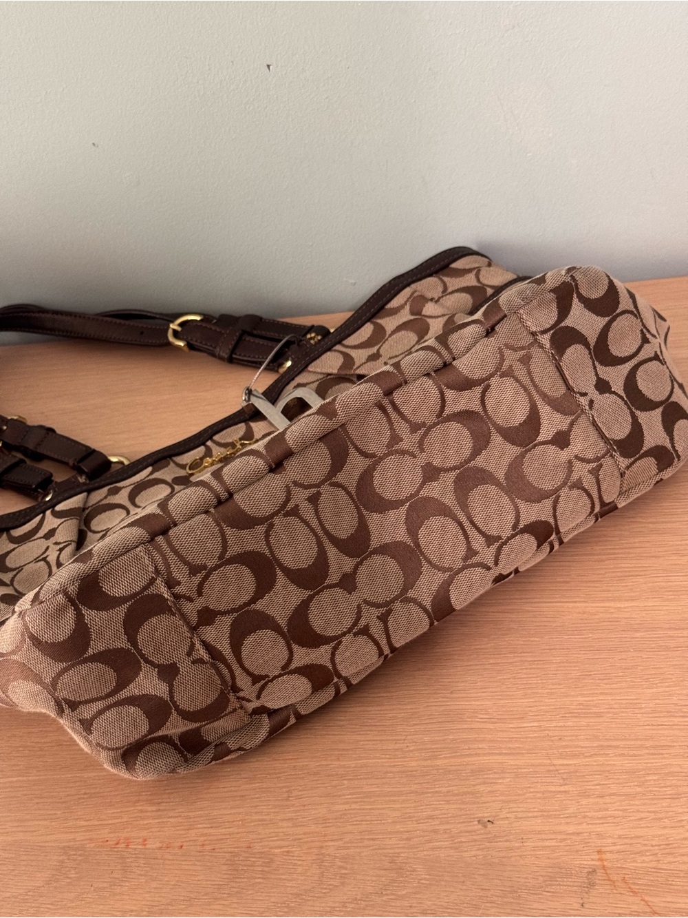 Vintage Y2K Coach Gallery Signature Pleated Tote Shoulder Monogram Purse Bag - Picture 8 of 11
